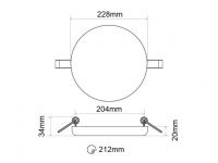 LED panel KZ36W kulatý 228mm, do podhledu, 230V, barva- - Denní bílá 4500K