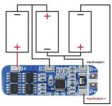 Ochranný obvod a balancér pro 3 Li-Ion články 18650, proud do 8A