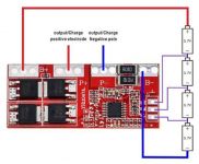 Ochranný obvod a balancér pro 4 Li-Ion články 18650, proud do 30A