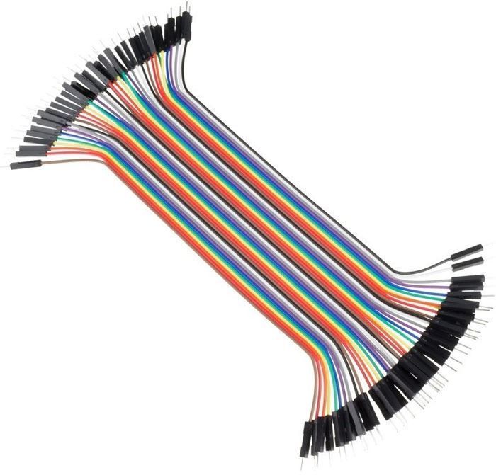 Plochý kabel 40pin, propojky do nepájivých kontaktních polí délka 20cm, samec-samec