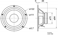 Reproduktor Visaton W 100 S 9020 4 Ohm středobasový, @ 3.4"/9,4cm, 30W, max. 50W, 86dB, f. rozsah 65Hz-15kHz