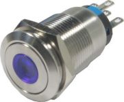 Tlačítko spínací OFF-(ON) nebo ON-(OFF) rozpínací LAS-19F 250V/5A, modré prosvětlení LED 5-12VDC, antivandal, krytí IP67