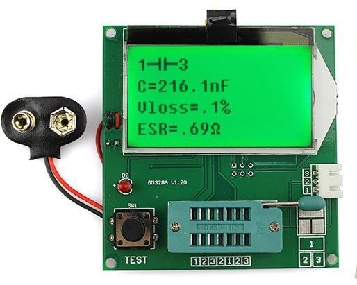 Univerzální automatický tester GM328A, RLC, ESR a polovodičových součástek s procesorem ATmega328, sestavený modul