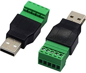 USB-A konektor vidlice se šroubovací svorkovnicí.