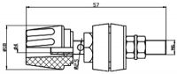 Zdířka na banánek 4mm B-50A-B červená, zásuvka; 50A; 60VDC; panelová izolovaná s příčnou dírkou @2,5mm