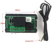 Digitální termostat W1209, -50° až +110°C, napájení 12VDC, modul do panelu, výstupní relé 250VAC/5A