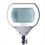 Lupa stolní Geti GDM 43D, obdelníková čočka 170x105 mm, 3 dioptrie, zvětšení 1,75x, osvětlení SMD LED (72x), uchycení svorkou. Plynulé ovládání jasu + , - tlačítka