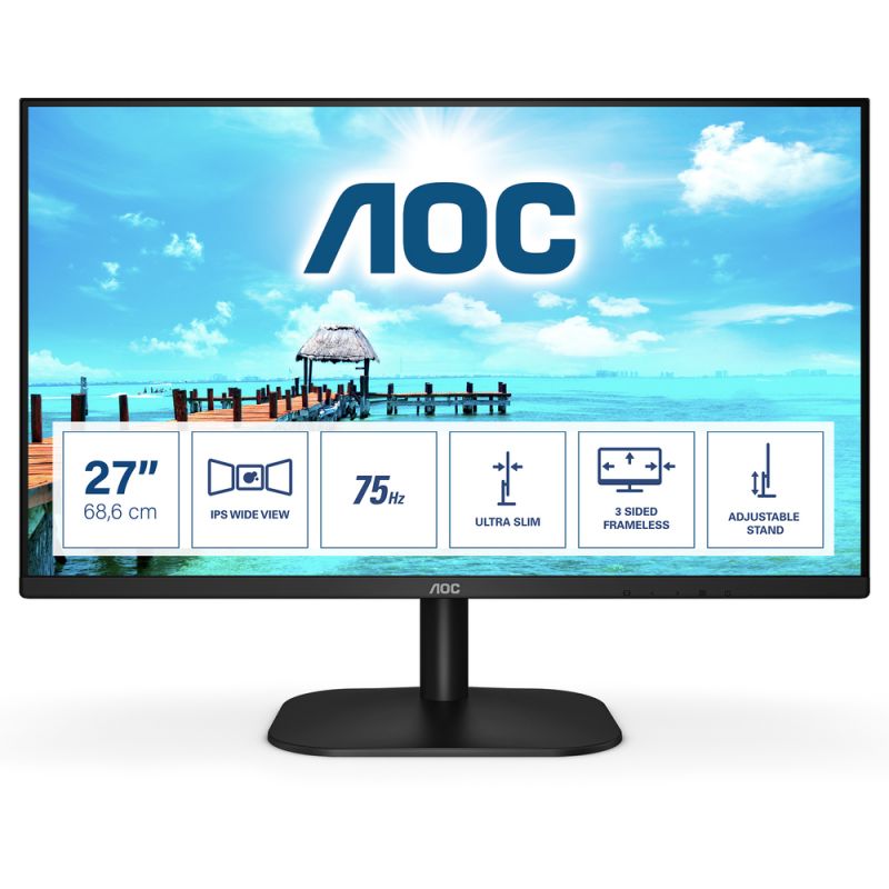 Monitor AOC 27B2H 27 FHD IPS 7ms HDMI, D-Sub. Rozlišení 1920 x 1080 px