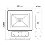 Reflektor LED venkovní s PIR čidlem, senzorem 20W/1600lm, EMOS ZS2321, AC 230V, černý, 4000K - neutrální denní bílá