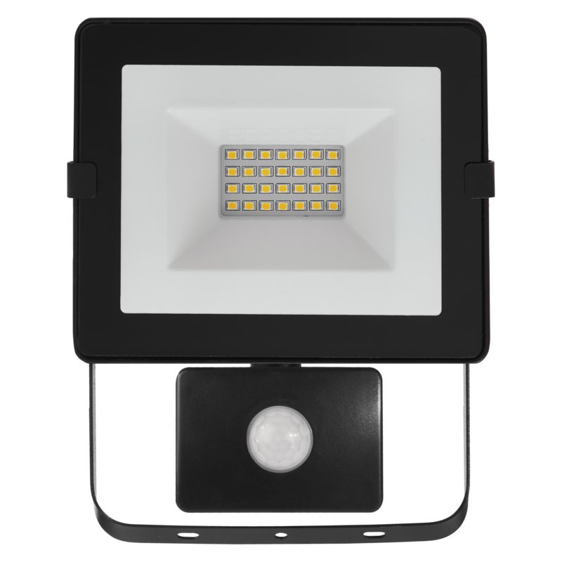 Reflektor LED venkovní s PIR čidlem, senzorem 20W/1600lm, EMOS ZS2321, AC 230V, černý, 4000K - neutrální denní bílá