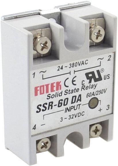 SSR polovodičové RELÉ 60DA pro montáž na chladič 60A/380V, vstupní napětí 3-32VDC, Bezkontaktní spínání v nule