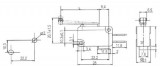 Mikrospínač velký ON-(ON) 10A s páčkou+válečkem L=25mm, 3 piny