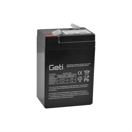 Akumulátor olověný gelový Geti 6V 4,5Ah bezúdržbový, do svítilny, baterky atd.