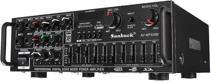 Zesilovač, rádio, bluetooth, přehrávač MP3 Sunbuck AV-MP326BT, audiozesilovač, receiver