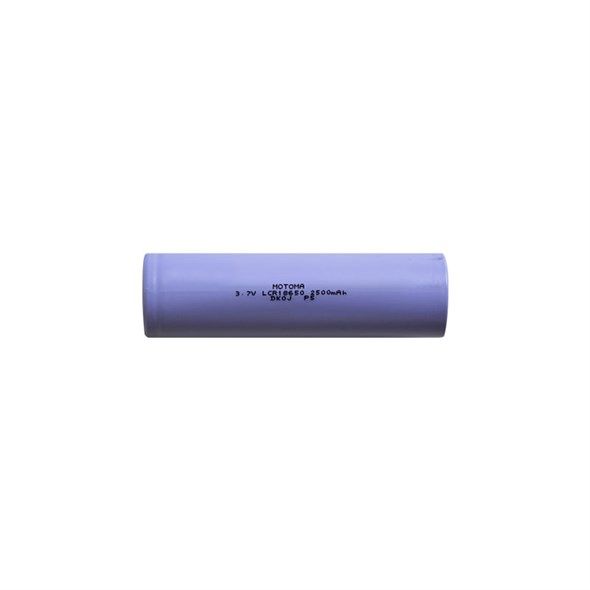 Baterie Lithiová, akumulátor, nabíjecí článek Li-Ion 18650 3,7V/2500mAh 5C MOTOMA, rozměr @18x65mm, vysoký proudový odběr 26A pulzně a 13A nepřetržitě.