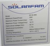 Fotovoltaický solární panel monokrystalický 12V/30Wp, 1,65A, rozměry 360x540x30mm 