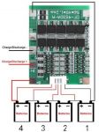 Ochranný obvod a balancér pro 4 Li-Ion články 18650, proud do 30A
