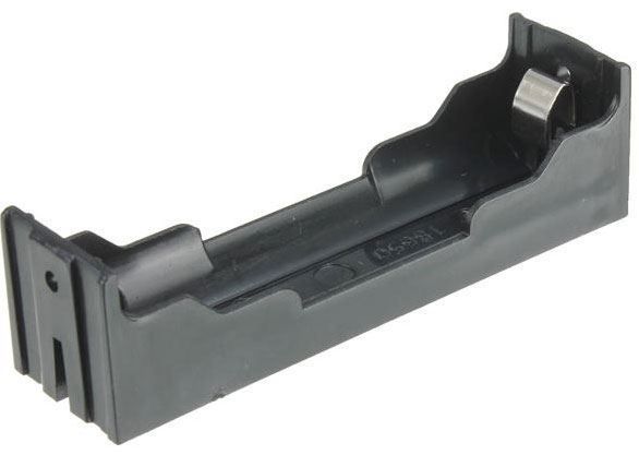 Pouzdro-držák na baterie BH-18650-1A , článek 1; vývody do plošného spoje; Barva černá