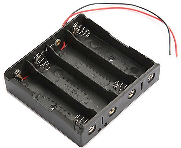Pouzdro-držák na baterie MR 18650-4A , články 4; Vývody-vodiče; Barva černá
