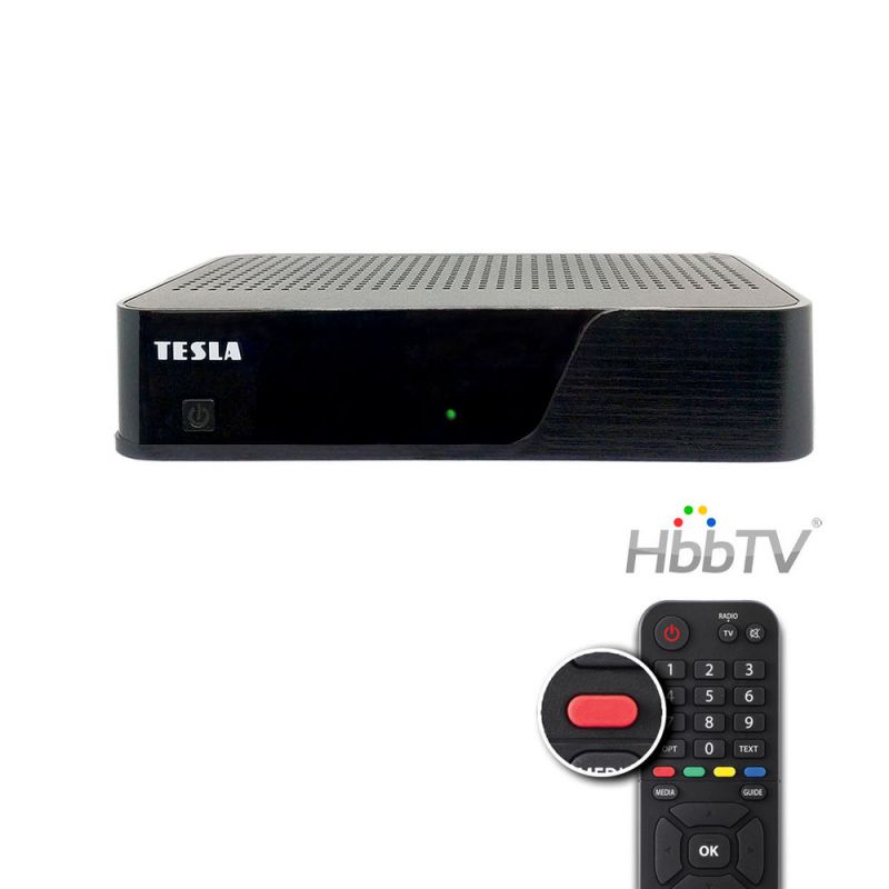 Full HD Set-top box TESLA HYbbRID TV T200, HbbTV - červené tlačítko, DVB-T2 H.265 (HEVC)