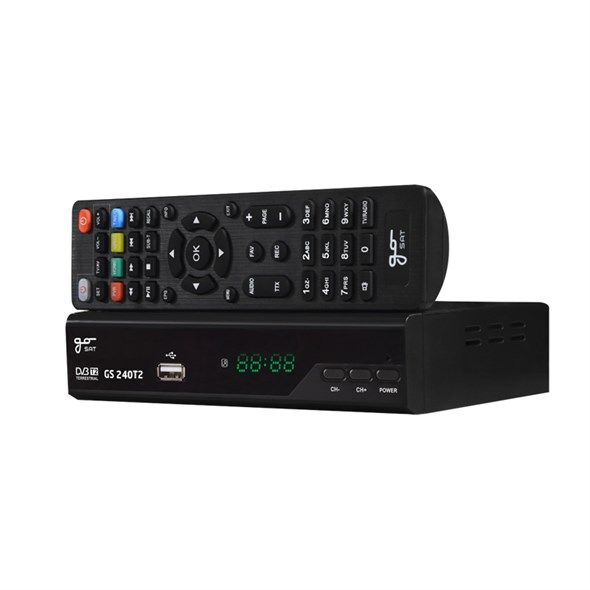 GoSAT GS240HD Terestriální (digitální pozemní TV) DVB-T2 H.265/HEVC.přijímač HD+ Učicí se dál. ovladač