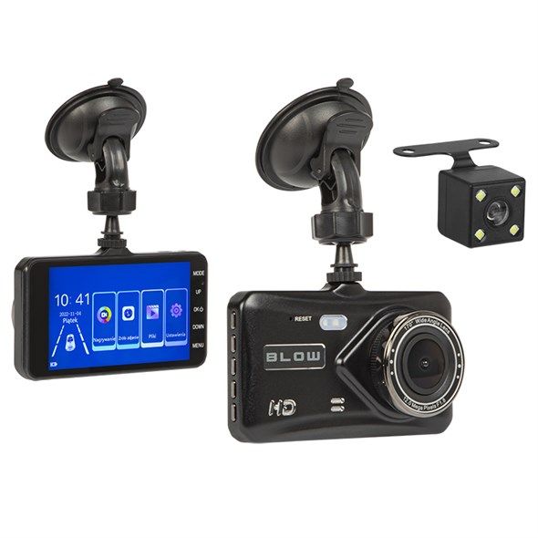 Kamera do auta Full HD BLOW F800 + zadní kamera s kabelem, přisvícení IR diodami, nočním viděním, záznam na kartu Micro SD (max. 64 GB), G-senzor