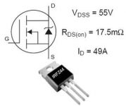 Tranzistor IRFZ44N PBF N-MOSFET 55V 49A 94W TO220AB