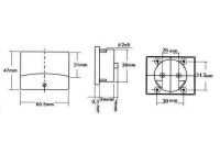 Panelové analogové měřidlo proudu, ampermetr PM 500mA-DC 60x47mm, ručkové, 0-500mA