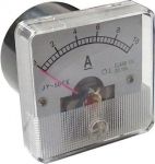 Panelové analogové (ručkové) měřidlo proudu 10A DC- stejnosměrné, přesnost 2,5%, včetně bočníku, 50x50mm