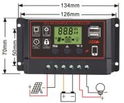 Solární regulátor PWM BL912C 12-24V/30A+USB pro různé baterie