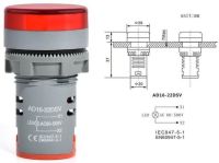 Voltmetr panelový AD16-22DSV, střídavé napětí 60-500VAC, červený