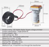 Panelový MP AD101-22VAMS, 60-500VAC+0-100AAC, červený LED