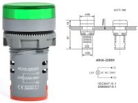 Voltmetr panelový AD16-22DSV, střídavé napětí 60-500VAC, zelený