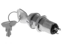 Vypínač na klíč KS-37, 1x přepínací kontakt (ON-ON), montážní otvor @19mm, klíč vyjmutelný v levé krajní pozici