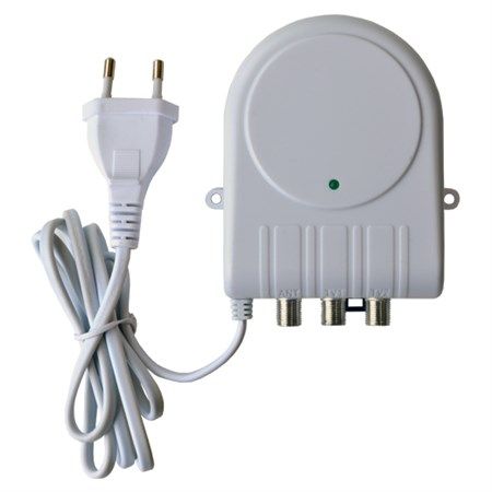 Anténní zesilovač JOHANSSON 7720L2-aktivní rozbočovač zesílení 2 x 28dB/IEC. Regulace zesílení, F- konektory, napájení síťové 230V/AC, regulace zisku