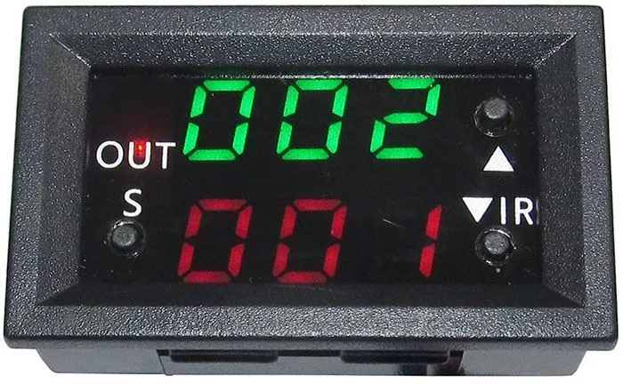 Digitální Časový spínač 0-999sec, 0-999min, 0-999hod se dvěma časy-vestavný modul, VYBERTE SI VARIANTU- - ČERNÝ