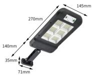 Osvětlení H-813 LED solární nástěnné svítidlo s pohybovým PIR čidlem. Krytí IP65, LED COB, celkem 8× panel po 20 LED