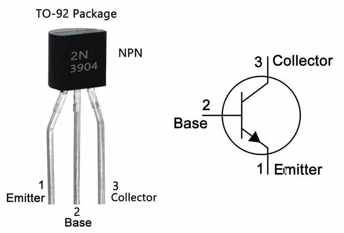 2N3904 Tranzistor NPN 60V 0,2A , 0.36W 300MHz B=100-400 TO92
