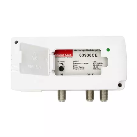 Anténní zesilovač Emme Esse 83930CE aktivní rozbočovač zesílení 2 x 23dB. F-konektory, napájení 230V/AC, regulace zisku