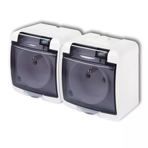 Dvojzásuvka 250V/16A IP54, bílá