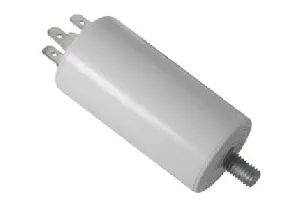 Kondenzátor rozběhový motorový 45uF/450V AC s vývody na fastony, průměr 45mm x délka 120mm