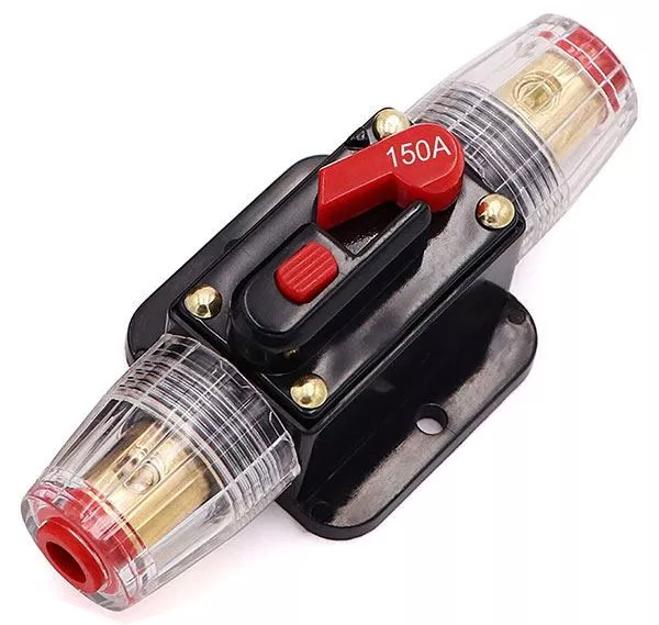 Pojistný odpojovač baterie. Proudový DC jistič 150A v pojistkovém pouzdře. Napětí: 12V~24VDC
