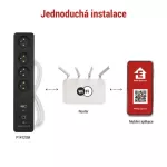 Prodlužka 230V/16A. GoSmart prodlužovací kabel 2 m / 4 zásuvky / s vyp. / s USB / bílá-černá / PVC / 1,5 mm2, WiFi EMOS