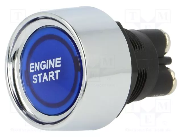 Tlačítko startovací spínací s nápisem ENGINE START podsvícené-modré do palubní desky - na startování motoru 12VDC/50A