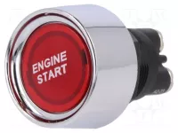 Tlačítko startovací spínací s nápisem ENGINE START podsvícené červená - rudá, do palubní desky - na startování motoru 12VDC/50A