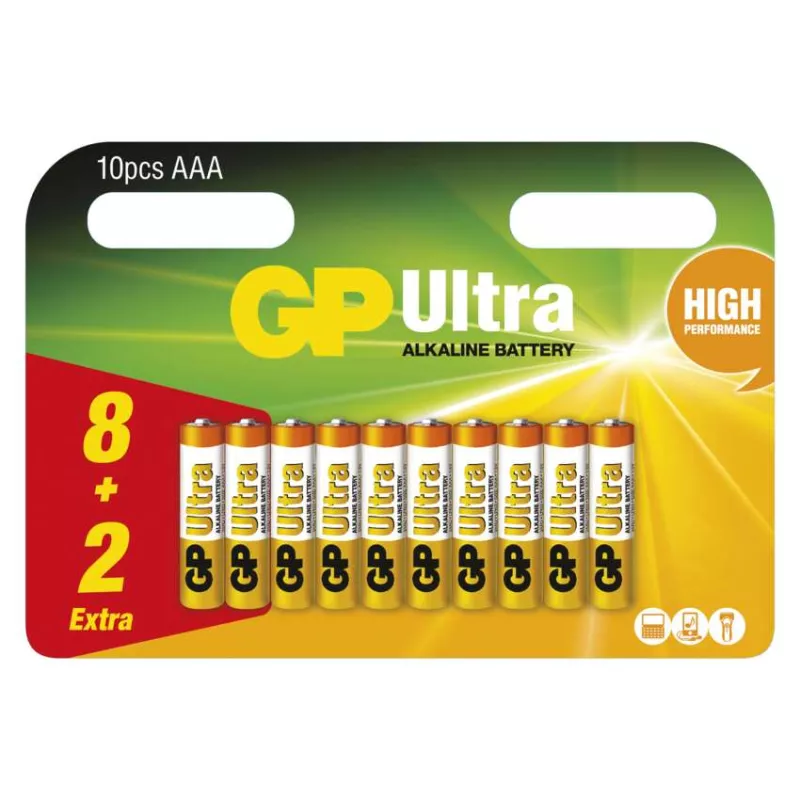 Mikrotužková baterie alkalická GP Ultra AAA (R03) 1,5V 10ks blistr