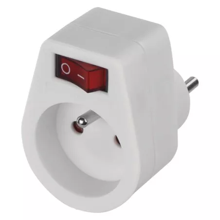 Zásuvka s vypínačem, bílá 10A, 230V AC, do zásuvky, čelní s vypínačem, 2300W EMOS