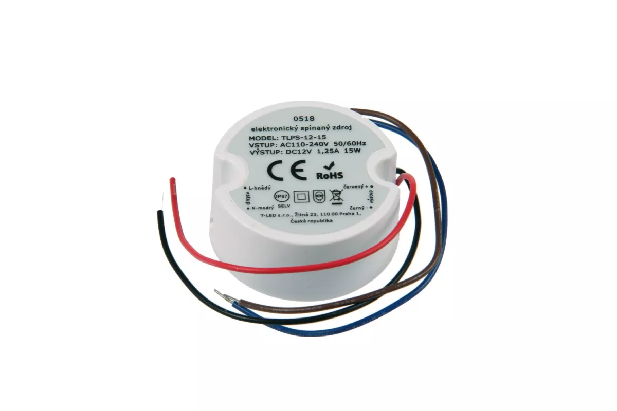 Zdroj spínaný (trafo) pro LED pásky 12V/15W/1,25A voděodolný IP67
