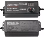 Zdroj-napáječ, síťový adaptér JT-001, 230VAC/ 9 - 24V/3ADC spínaný, regulovatelný. Koncovka 5,5×2,5mm. LED displej zobrazující aktuální výstupní napětí