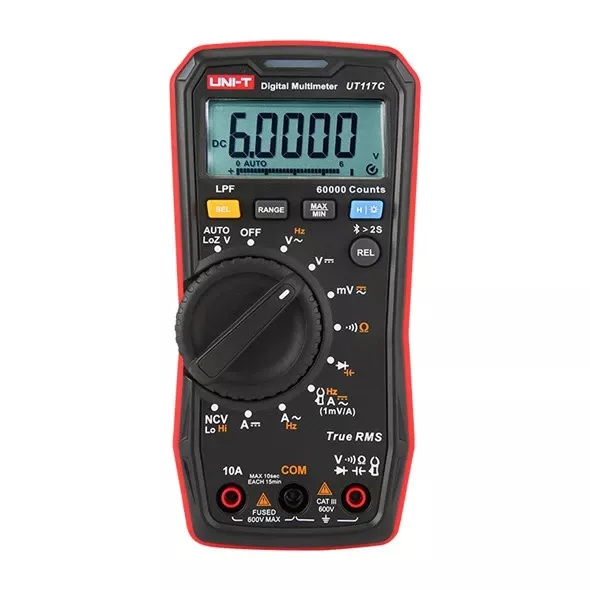 Digitální multimetr UNI-T UT117C, měření napětí AC/DC 600V, proud 10A AC/DC, měření LPF, funkci Bluetooth, kapacity, test diod, kontinuity a frekvence, zvuková a viditelná indikace, Profi 